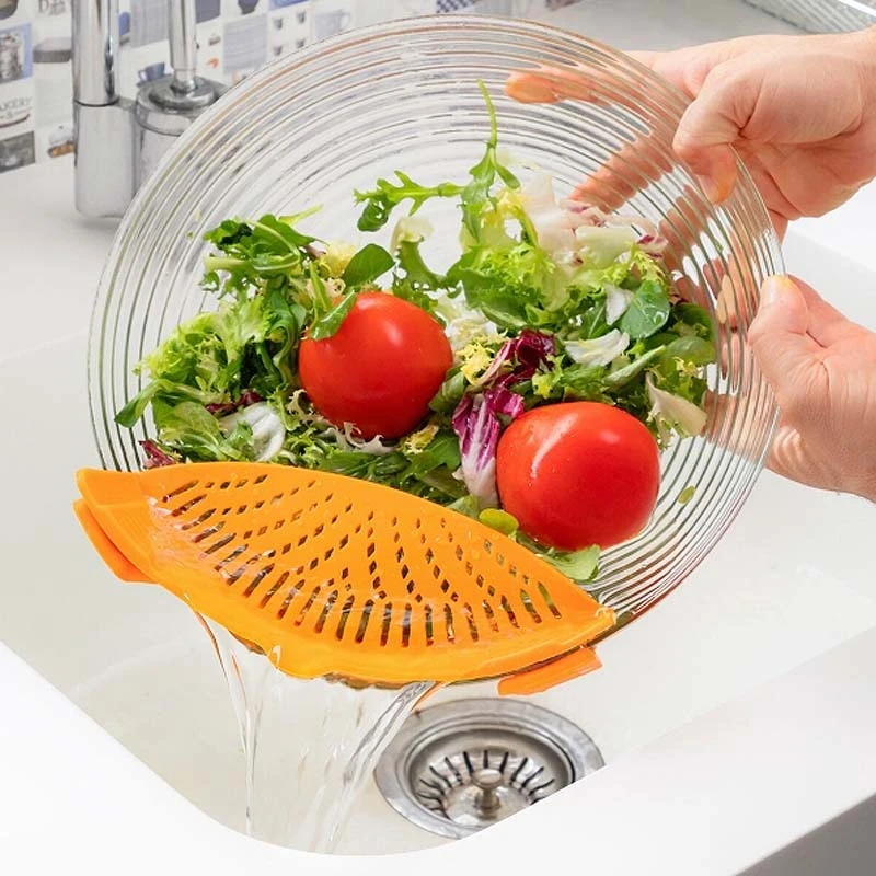 Pasta silicone strainer orange color 22cm.