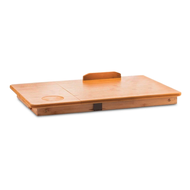 Side table for laptop foldable from bamboo natural color 53,5x34x21-27cm.