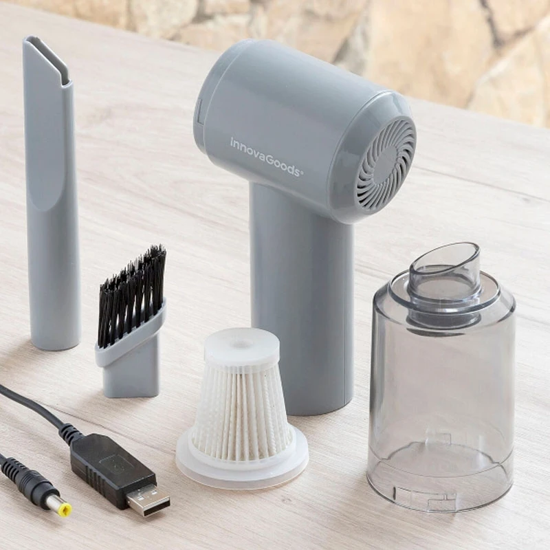 Rechargeable wireless mini vacuum cleaner gray color 16.5x16x5.5cm.