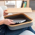 Larage laptop stand with storage space made of MDF - fabric 40.5x33x6.5cm.