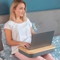 Larage laptop stand with storage space made of MDF - fabric 40.5x33x6.5cm.