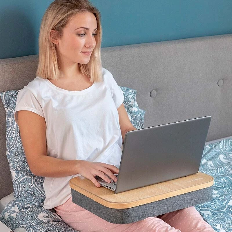 Larage laptop stand with storage space made of MDF - fabric 40.5x33x6.5cm.