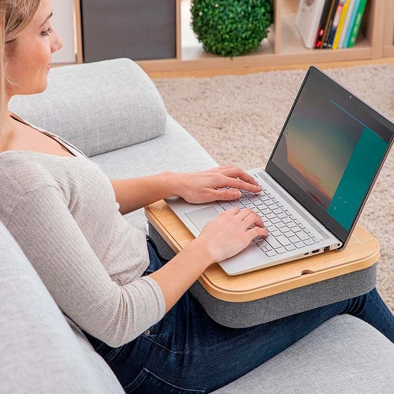 Larage laptop stand with storage space made of MDF - fabric 40.5x33x6.5cm.
