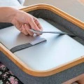 Larage laptop stand with storage space made of MDF - fabric 40.5x33x6.5cm.