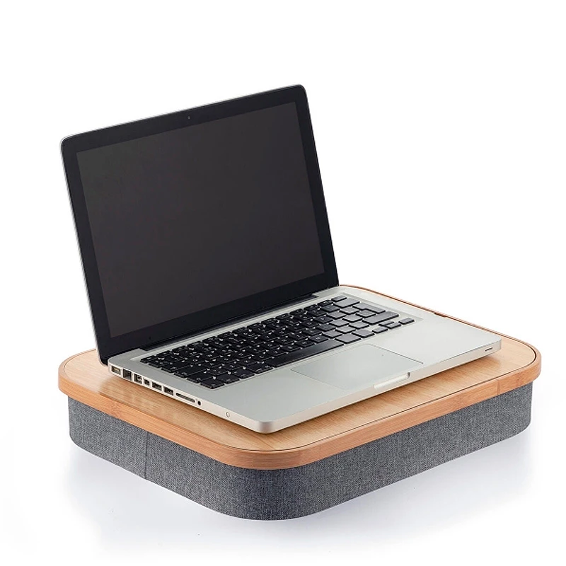 Larage laptop stand with storage space made of MDF - fabric 40.5x33x6.5cm.