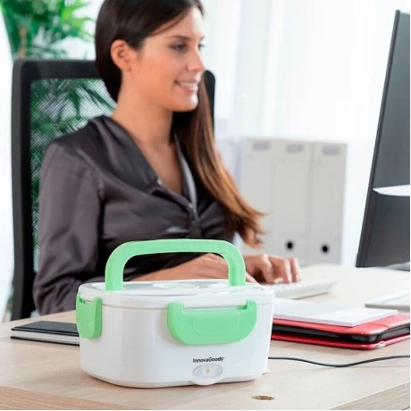 Electric lunch box color white - green 24x16.5x10.5cm.