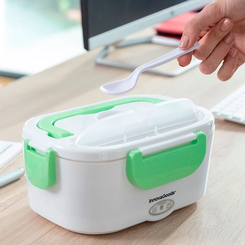 Electric lunch box color white - green 24x16.5x10.5cm.