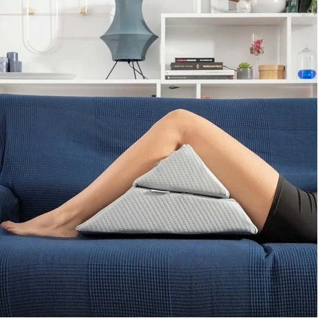 Triangular double wedge pillow Threllow color gray 60x40x24cm.