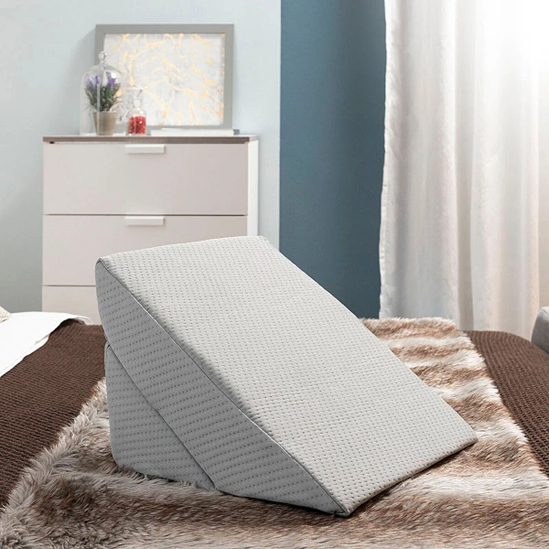 Triangular double wedge pillow Threllow color gray 60x40x24cm.
