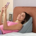 Triangular double wedge pillow Threllow color gray 60x40x24cm.