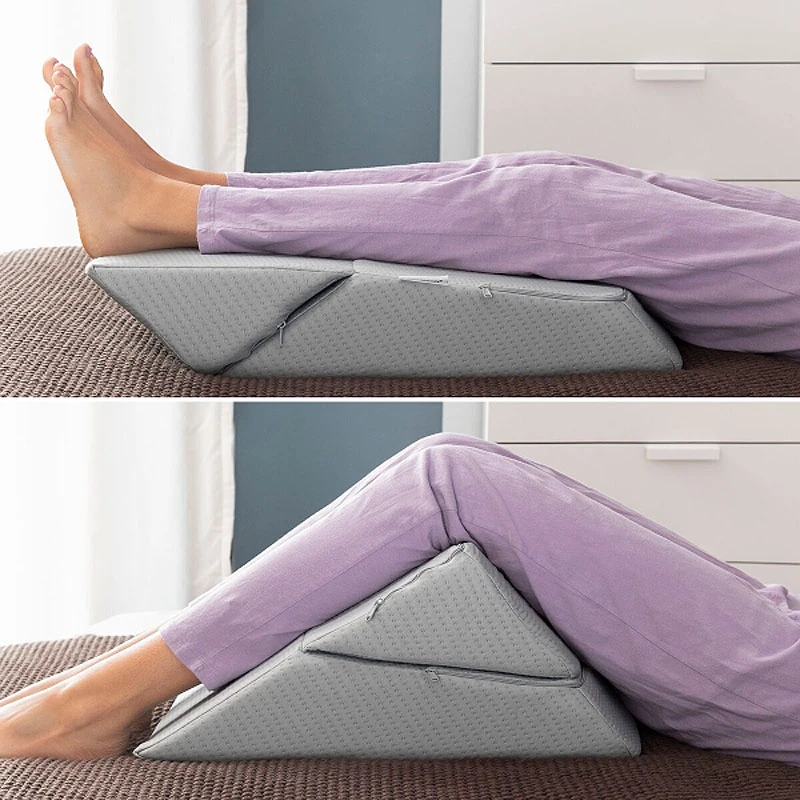 Triangular double wedge pillow Threllow color gray 60x40x24cm.