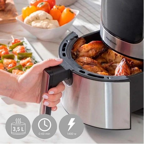 Φριτέζα αέρος - AirFryer Fryinn Innovagoods V0103715 με αποσπώμενο κάδο 3,5lt χρώμα μαύρο - ασημί 1400W