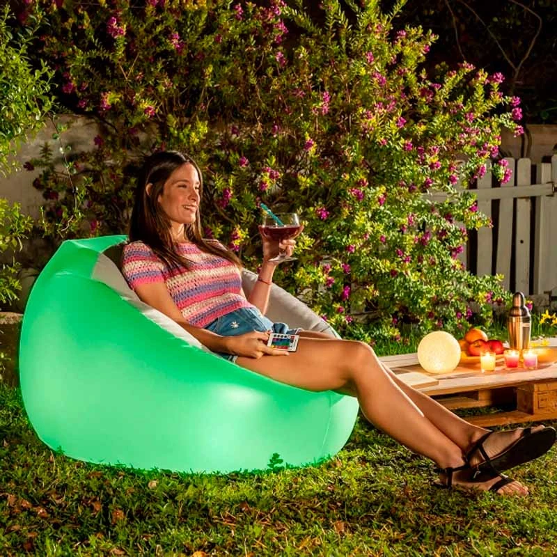 Pouf chair with colorful LED and remote control 99x104x64cm.
