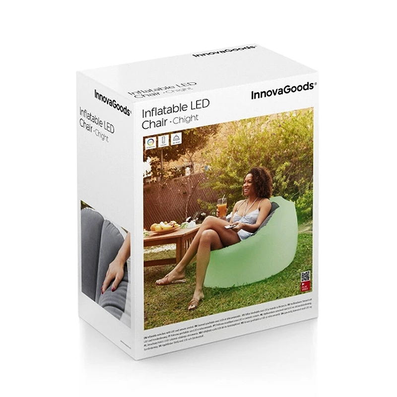 Pouf chair with colorful LED and remote control 99x104x64cm.