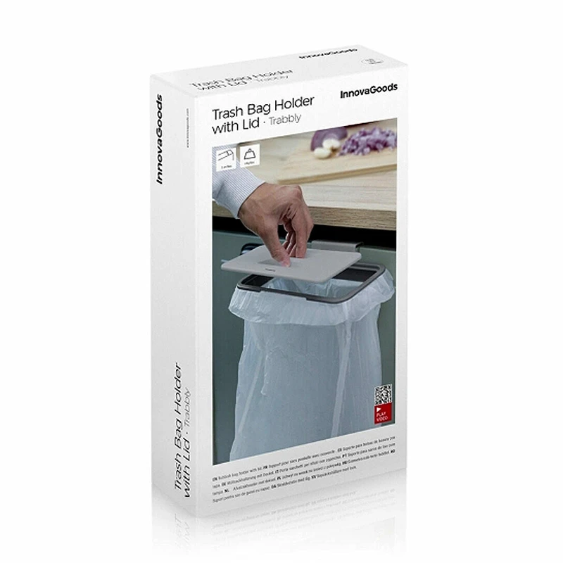 Garbage bag support base with lid 24.2 x 13.5cm.