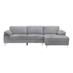 ALEX Corner Sofa Fabric Grey Velure (Left Sitting Chaise)