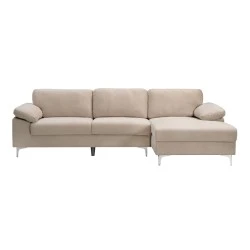 ALEX Corner Sofa Fabric Beige Velure (Left Sitting Chaise) ALEX Corner Sofa Fabric Beige Velure (Left Sitting Chaise)