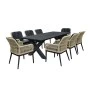ALLEY Set Alu Table 220x94+8 Armchairs Anthracite/Wicker Natural