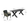 ALLEY Set Alu Table 220x94+8 Armchairs Anthracite/Wicker Natural
