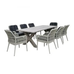 ALLEY Set Τραπεζαρία Κήπου ALU & Rope Grey-Μαξιλ.Ανθρακί: Τραπέζι 220x94 + 8 Πολυθρόνες ALLEY Set Τραπεζαρία Κήπου ALU & Rope Grey-Μαξιλ.Ανθρακί: Τραπέζι 220x94 + 8 Πολυθρόνες