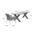 ALLEY Set Τραπεζαρία Κήπου ALU & Rope Grey-Μαξιλ.Ανθρακί: Τραπέζι 220x94 + 8 Πολυθρόνες