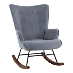 ALMA Rocking Armchair Velure Grey/Black Frame/Walnut Base (K/D) ALMA Rocking Armchair Velure Grey/Black Frame/Walnut Base (K/D)