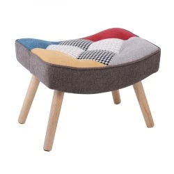 ALMA Stool Natural / Patchwork Fabric (K/D) ALMA Stool Natural / Patchwork Fabric (K/D)