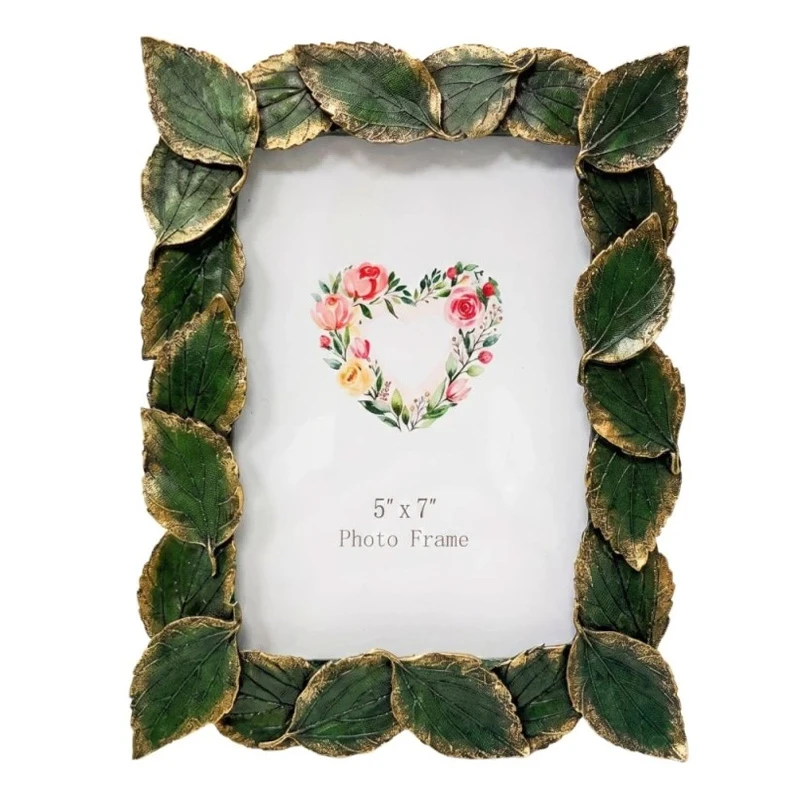 RESIN EMBOSSED GREEN LEAF PHOTO FRAME 10X15CM