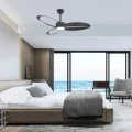 Ceiling fan FANGS423B with remote control and Dimmable Led - DC45W - black color 132cm.
