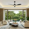 Ceiling fan FANGS424B with remote control and Dimmable Led - DC45W - black color 132cm.