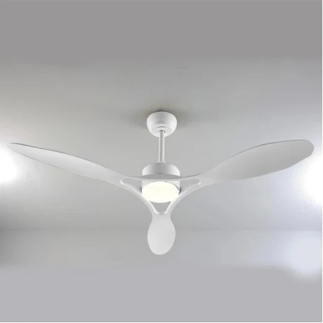Ceiling fan FANGS424W with remote control and Dimmable Led - DC45W - white color 132cm.