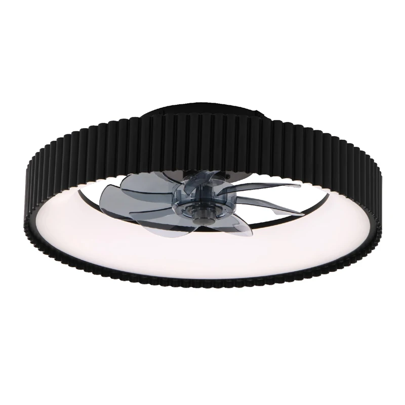 Ceiling fan - Ceiling light FAN6689BK with remote control and Led - DC20W - ABS black color Ø30cm.