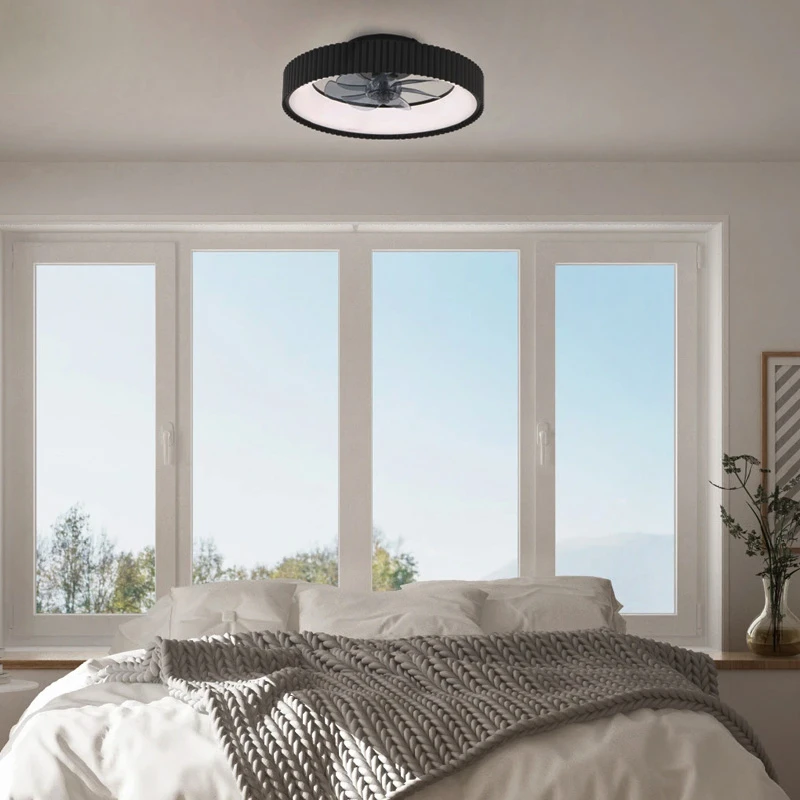 Ceiling fan - Ceiling light FAN6689BK with remote control and Led - DC20W - ABS black color Ø30cm.