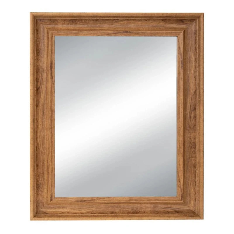 LIGHT BROWN PLASTIC RECTANGLE MIRROR (WOOD EFFECT) 60X80CM