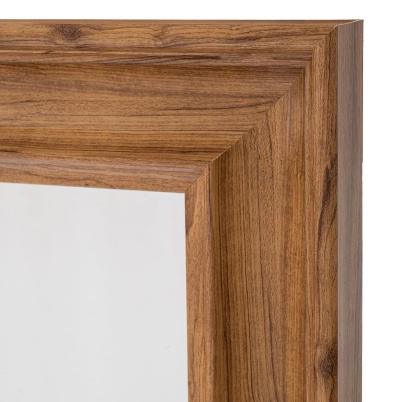 LIGHT BROWN PLASTIC RECTANGLE MIRROR (WOOD EFFECT) 60X80CM
