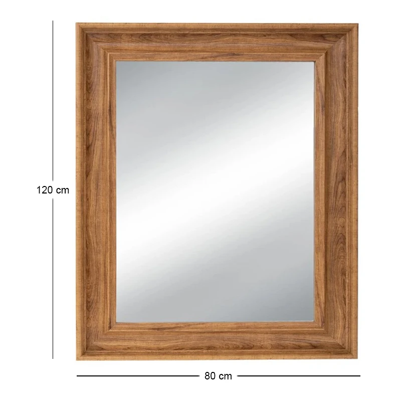 LIGH BROWN PLASTICK RECTANGLE MIRROR ( WOOD EFFECT) 80X120CM