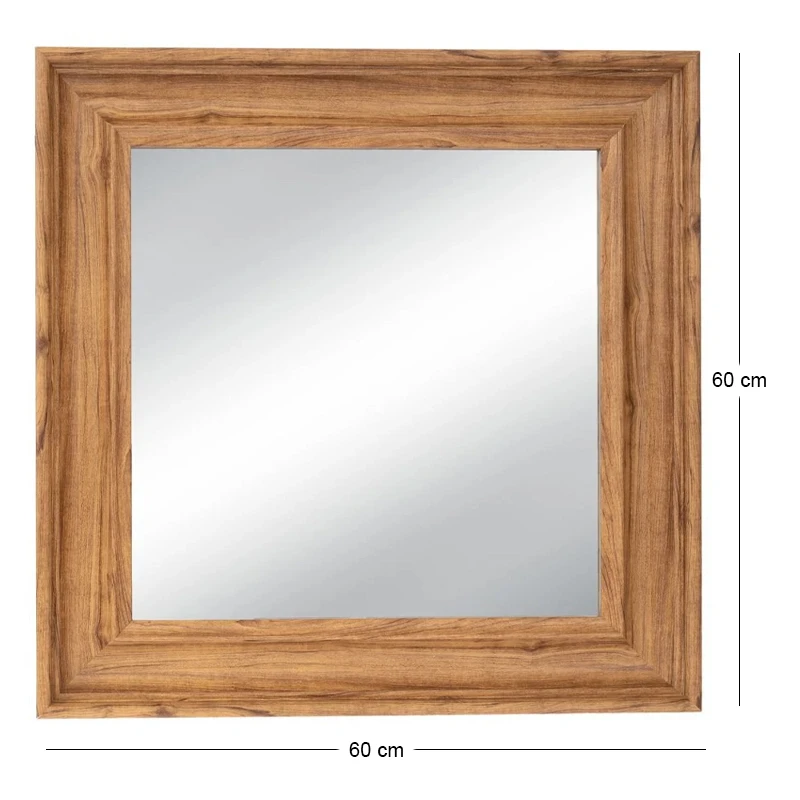 LIGHT BROWN SQUARE MIRROR ( WOOD EFFECT) 60X60CM