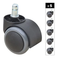 Megapap Spare Wheels for office chairs set of 5 pcs, color black - grey Megapap Spare Wheels for office chairs set of 5 pcs, color black - grey