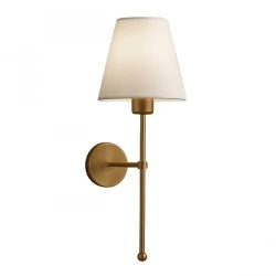 Verma Megapap E27 metal fabric sconce light in gold - cream color 13x13x50cm. Verma Megapap E27 metal fabric sconce light in gold - cream color 13x13x50cm.