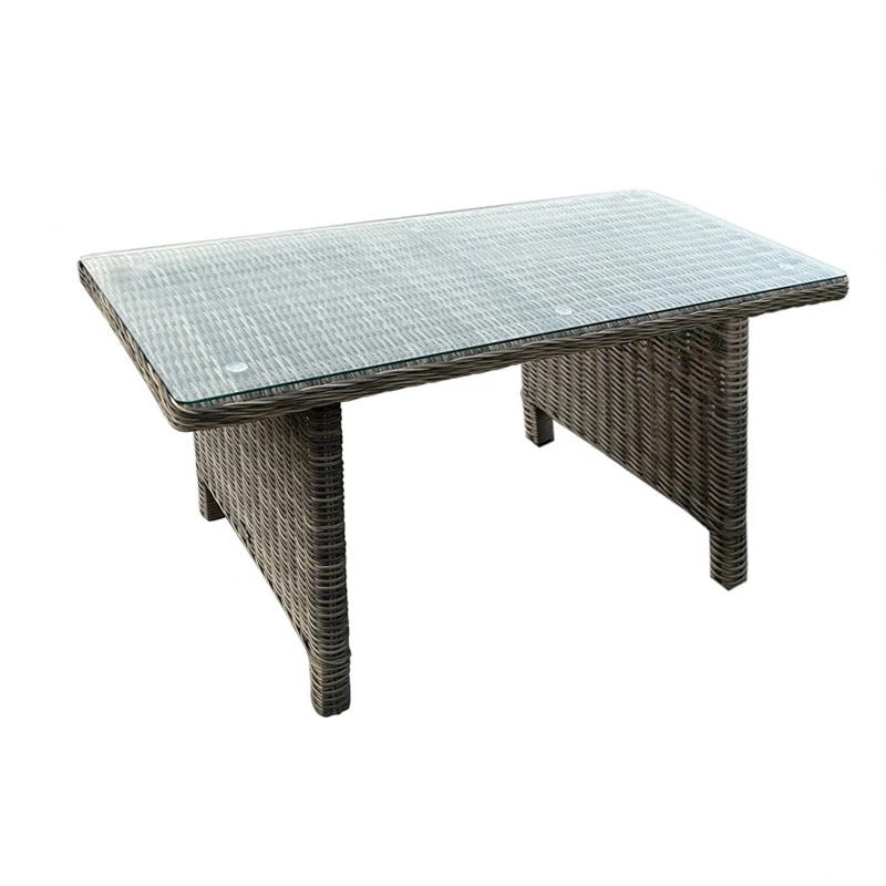 ARIZONA Table 140x80x70cm Alu/Wicker Grey Brown