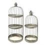 ANTIQUE GOLD METAL BIRD CAGE CAKE STAND SET 2  26X26X65  21X21X47CM