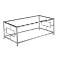SILVER STAINLESS STEEL COFFEE TABLE 120X60X45 CM WITH CLEAR GLASS TOP