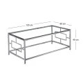 SILVER STAINLESS STEEL COFFEE TABLE 120X60X45 CM WITH CLEAR GLASS TOP