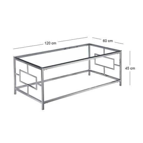 ΑΣΗΜΙ ΜΕΤΑΛΛΙΚΟ ΧΑΜΗΛΟ ΤΡΑΠΕΖΙ CLEAR SILVER 120Χ60Χ45ΕΚ