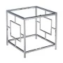 SILVER STAINLESS STEEL SIDE TABLE 55X55X55 CM WITH CLEAR GLASS TOP