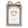 SILVER RESIN PHOTO FRAME WITH TWISTED ROPE AND BOW 10X15CM