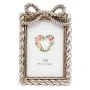 SILVER RESIN PHOTO FRAME WITH TWISTED ROPE AND BOW 10X15CM