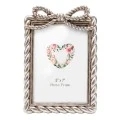SILVER RESIN PHOTO FRAME WITH TWISTED ROPE AND BOW 13X18CM