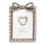 SILVER RESIN PHOTO FRAME WITH TWISTED ROPE AND BOW 13X18CM