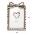 SILVER RESIN PHOTO FRAME WITH TWISTED ROPE AND BOW 13X18CM
